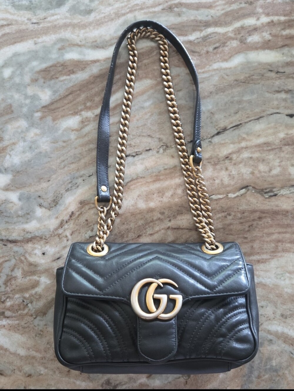 Gucci Marmont Mini  Black Leather Shoulder Bag